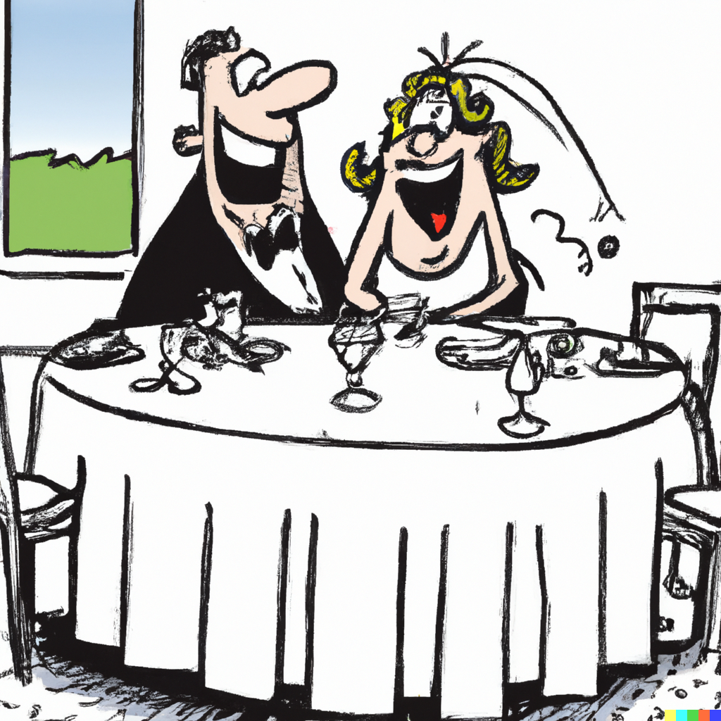 funny cartoon bride and groom