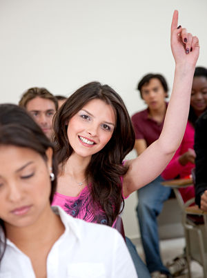Audience asking questions during a speech